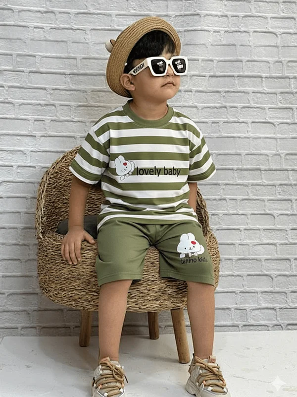 تیشرت شلوارک راه راه خرگوشی