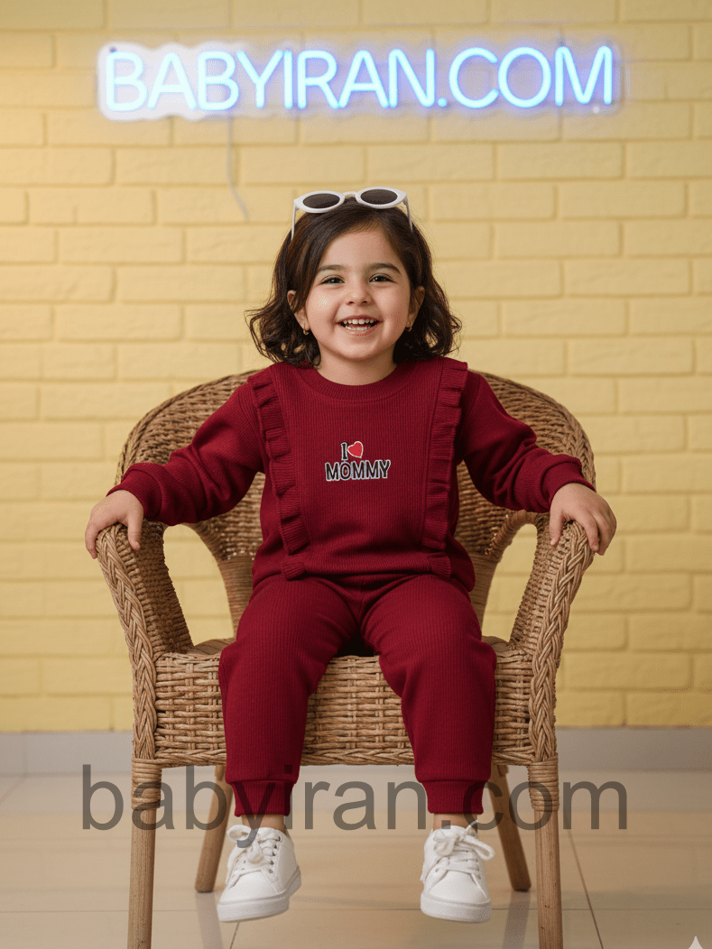 ست دخترانه راحتی چین دار