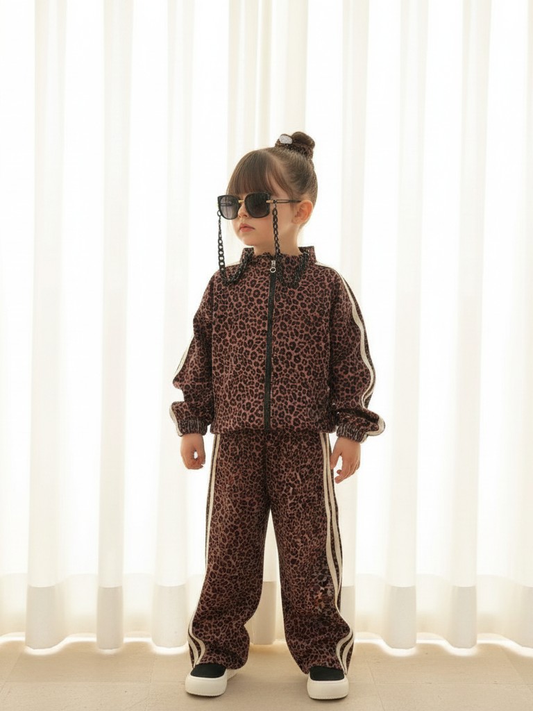 ست سوییشرت شلوار پلنگی دخترانه