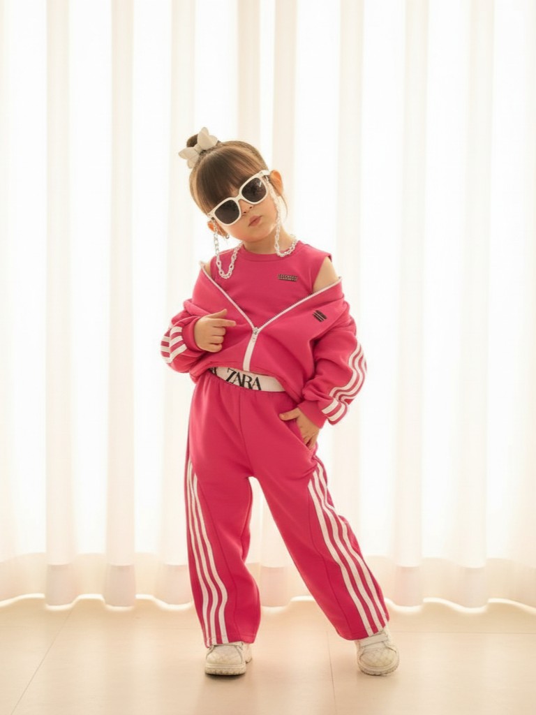 ست سه تکه سوییشرت شلوار و تاپ دخترانه 2 تا 6 سال