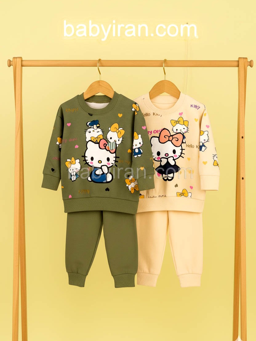 خرید ست بلوز و شلوار دخترانه طرح هلو کیتی (Hello Kitty) دارای رنگبندی | لباس راحتی بچگانه مناسب 1 تا 7 سال