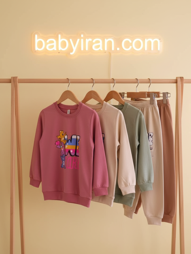 ست پیراهن و شلوار دخترانه طرح خرس‌ پو  – پارچه پنبه لاکرا دو نخ مناسب 3 تا 8 سال